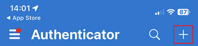 The plus icon on the authenticator app. 